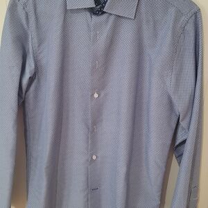 Nicole Miller Men's Navy Patterned Dress Shirt